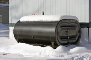 Home heating oil tank outside of home