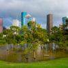 Flooded playground in Houston Texas