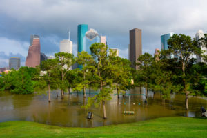 Flooded playground in Houston Texas