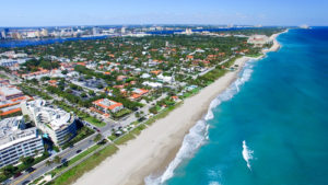 Palm Beach, Florida. Amazing aerial view of coastline.