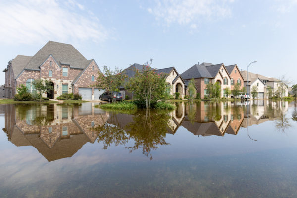 Houses in Houston suburb flooded from Hurricane Harvey 2017