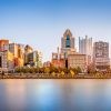 Long,Exposure,Of,Pittsburgh,Downtown,Skyline,And,Roberto,Clemente,Bridge,