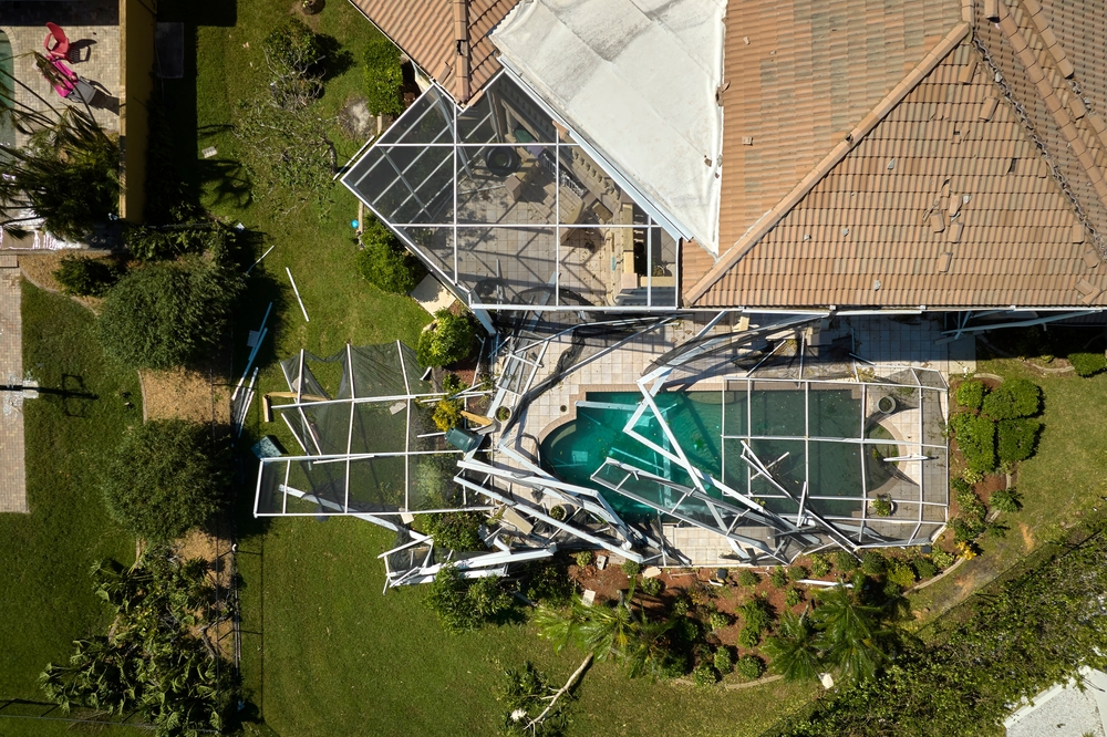 Hurricane Idalia destroyed home in Florida, see backyard and pool.